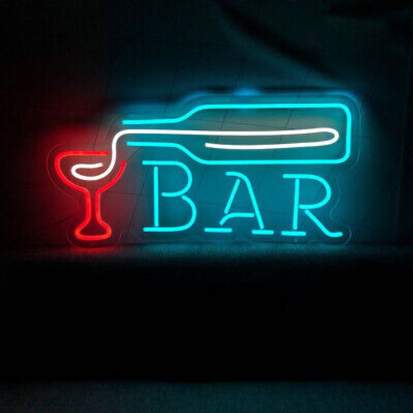 Bar Beer Neon Sign,Wine Bottle Sign, for Home Bar Club Pub Business Signage