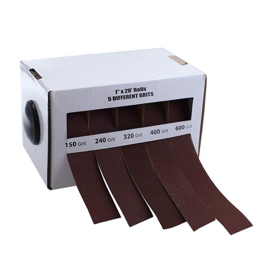 DingGreat 5PCS 6M Abrasive Sandpaper Emery Cloth Roll, 150-600 Grit 5 Rolls Sanding Belt Drawable Emery Cloth Sandpaper Dry Abrasive Belt Box Wood Grinding Roll Belts for Wood Turners, Automotive