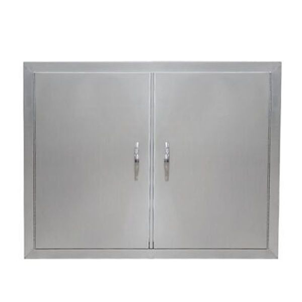 BBQ Access Door 30.5" W x 21" H, Grill Door Double Door Brushed Stainless Ste...