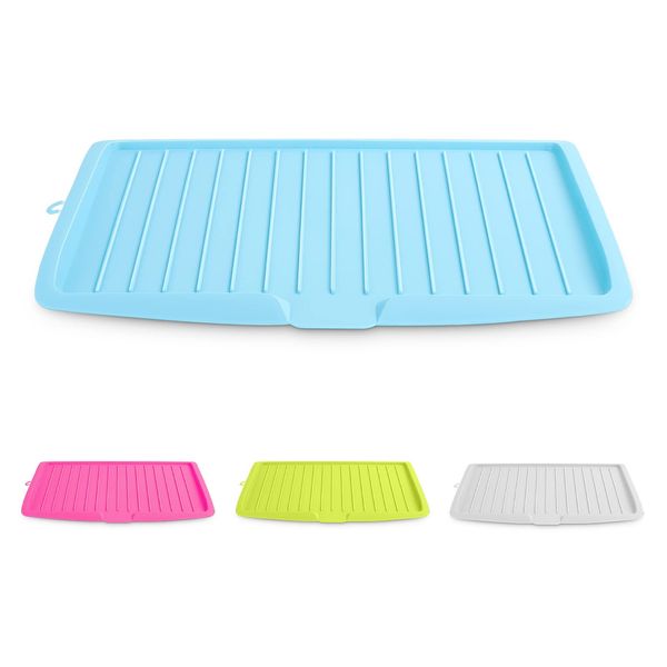 YORKING Drip Tray Plastic Portable Dish Drain Board Durable Drip Sloping Draining Tray with Hanging Hole for Draining Water for Pots Pans Bowls Cooking Holder Fruit Vgetable (Blue)