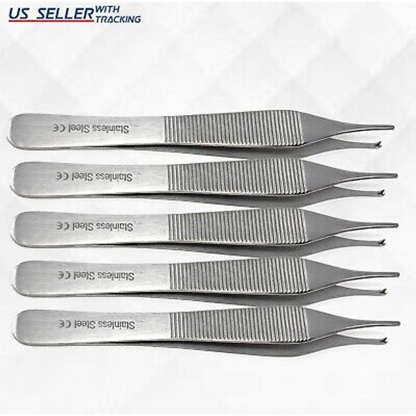 5x Adson Tissue Forceps 12cm 1x2 Teeth Surgical Anatomic Tweezers Straight CE