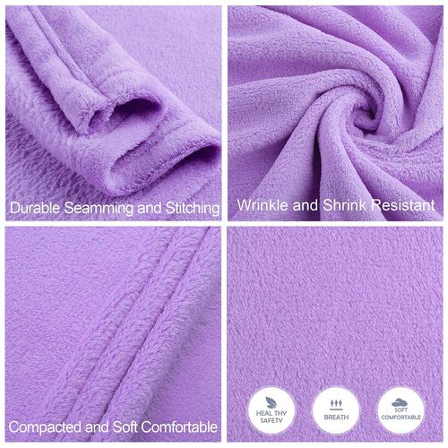 JML Plush Throw Blanket 50" x 60", Plush Soft Fleece Blanket –Solid Color Violet, Lightweight All Season Couch Sofa Blanket