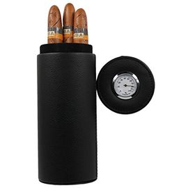 AMANCY Luxury 3 Holder Classy Black Brown Crocodile Pattern Leather Cigar  Humidor Case Set with Lighter and Cutter - Great Cigar Gift Kit for Men