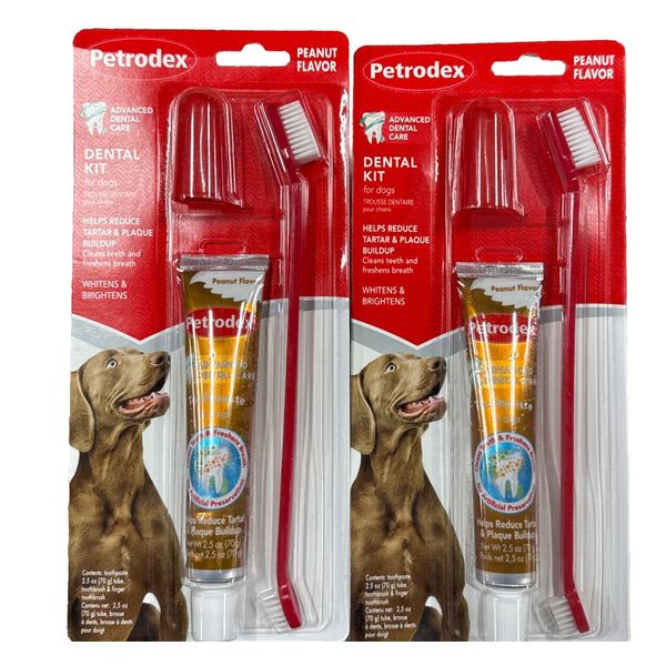 Petrodex Dental Care Kit Toothbrush Toothpaste For Dogs - 2 Pack