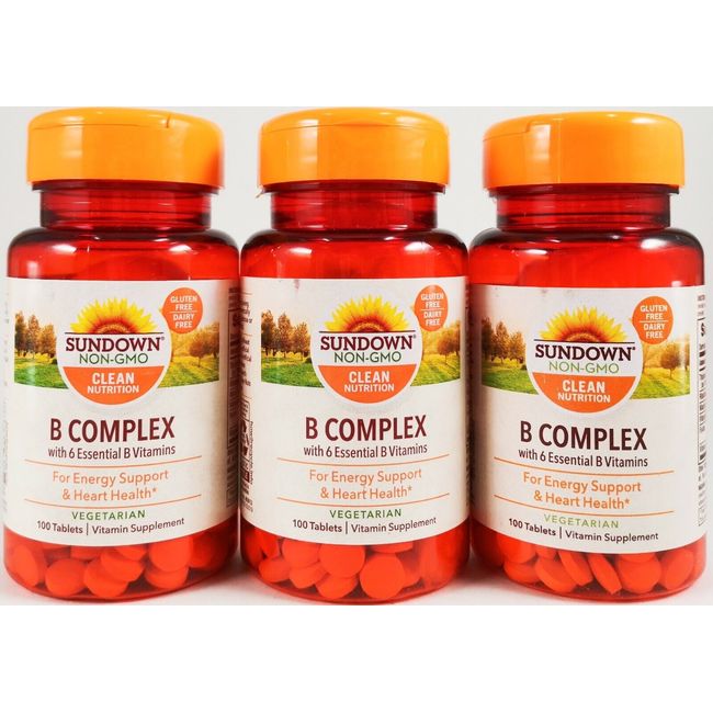 Sundown Naturals B Complex vitamin supplement 100 tablets (PACK OF 3) EXP:02/25