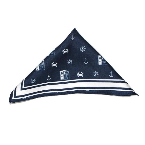 Nautical Crab, Anchor & OLD BAY (Navy) / Pocket Square - Blue