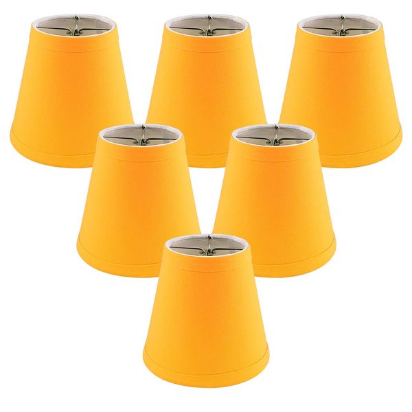 Royal Designs CS-1003-5YEL-6 Clip On Empire Chandelier Lamp Shade, 3" x 5" x 4.5", Yellow, Set of 6