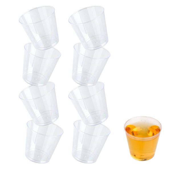 STACKABLES ~ Pack of 100 Shot Glasses 30ml ~ 1oz Clear Hard Plastic Whiskey Cup ~ Multi-Use Elegant Shot Cups for Wedding Party Christmas & Thanksgiving Day