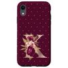 iPhone XR Maroon floral Initial Letter K monogram blush flowers Case