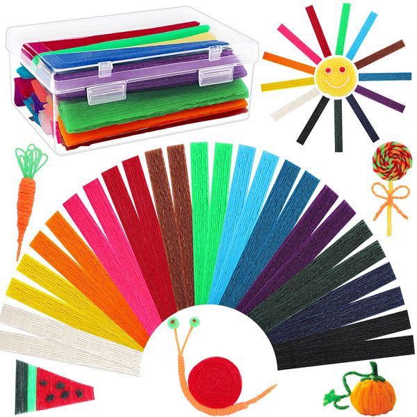 Loppdece 600 Pcs Wax Craft Sticks for Kids,Bendable Sticky Wax Yarn Sticks in 13 Colors,Reusable Molding Sculpting Sticks with Plastic Storage Box for DIY School Project Handicraft Art Supplies