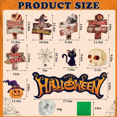 EggSun Halloween Trunk or Treat Car Decorations Kit,Yard Signs Stakes Props Car Archway Garage Decor for SUV,Beware Warning Treat Or Trick Halloween Stickers,Garage Door Entryway Archway & Party