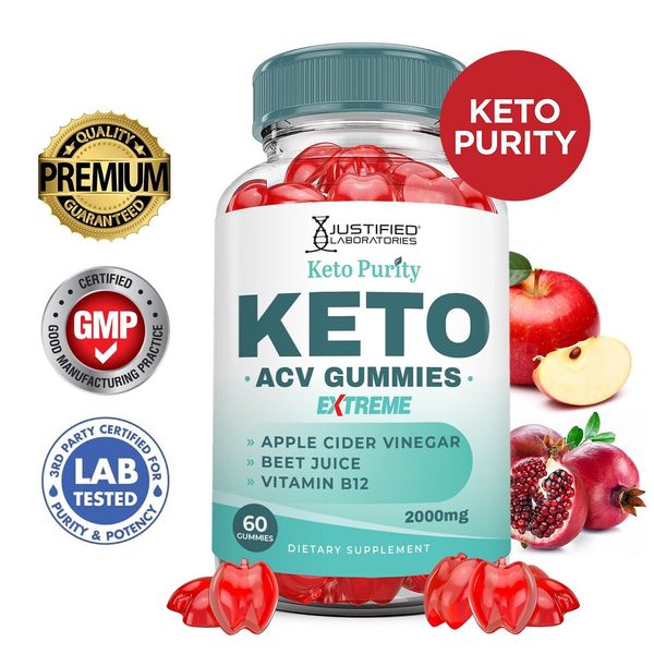 Keto Purity Extreme ACV Gummies 2000MG Apple Cider Vinegar 60 Gummys