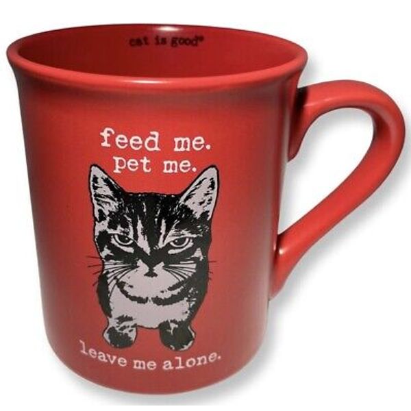 RARE Cat Dog Is Good Fringe Feed Me Pet Me Kitty Large Coffee Tea Mug