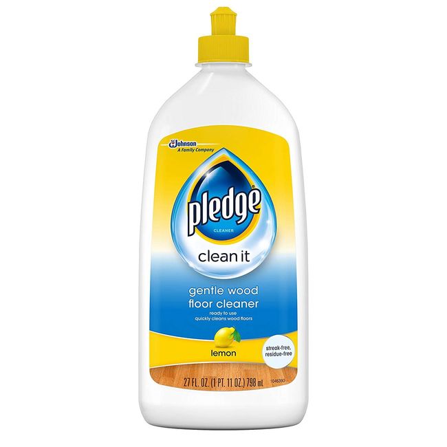 Pledge Wood Floor Cleaner Liquid, Shines Hardwood, Removes Dirt, Safe and Gentle, Lemon, 27 fl oz