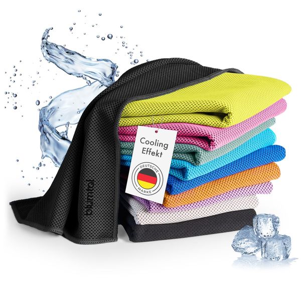 Blumtal Kühlhandtuch - kühlendes Handtuch als Sporthandtuch - Mikrofaserhandtuch mit Kühlfunktion - Fitness Handtuch 100x30 cm - Kühltuch Cool Towel mit Tasche - Fitnesshandtuch/Gym Towel in Schwarz