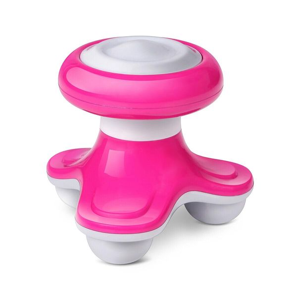 Mini Electric Massager USB Handled Wave Vibrating Triangle 3D Full Body Massager (Rose Red)