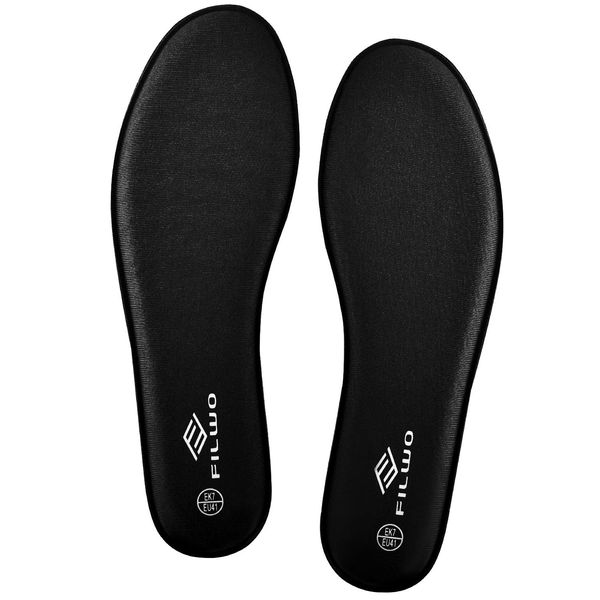 FILWO Women’s Memory Foam Insoles Replacement, Running Insoles Inserts for Sports Shoes Trainers Sneakers Work Boots Walking Shoes, Cushioning Comfort Insoles for Women 1 Pair, Size 8 UK W, Black