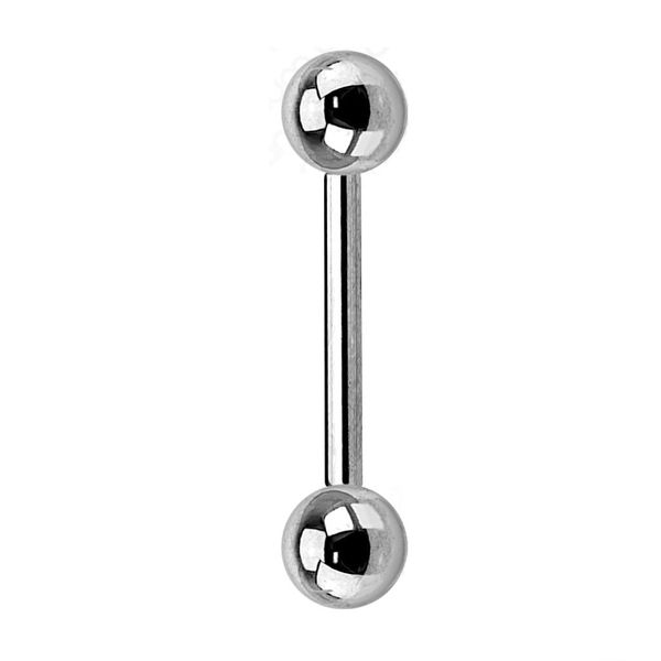 PiercedOff Titanium Straight Barbell with Externally Threaded Solid Balls - Thickness 16GA (1.2mm) / Length 8mm / Ball Sizes 3mm