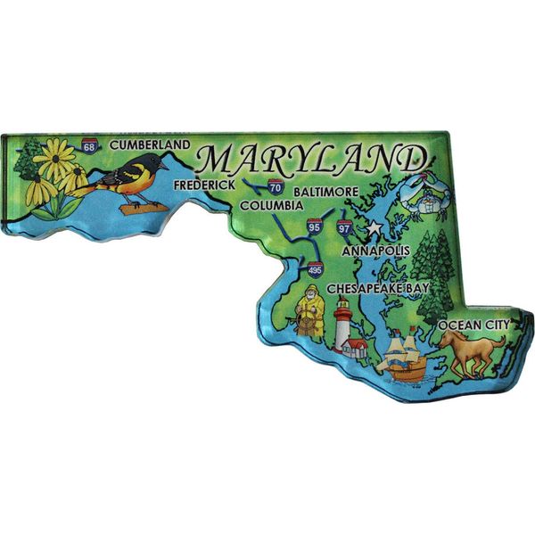 Maryland - Acrylic State Map Refrigerator Magnet