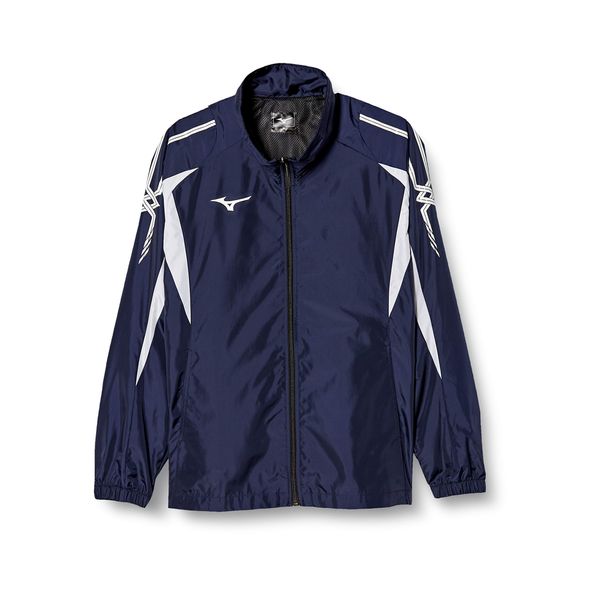 Mizuno 32JE8015 Water Repellent Windbreaker Jacket, Training Wear, Sweat Absorbent, Quick Drying, Unisex, deep navy/white