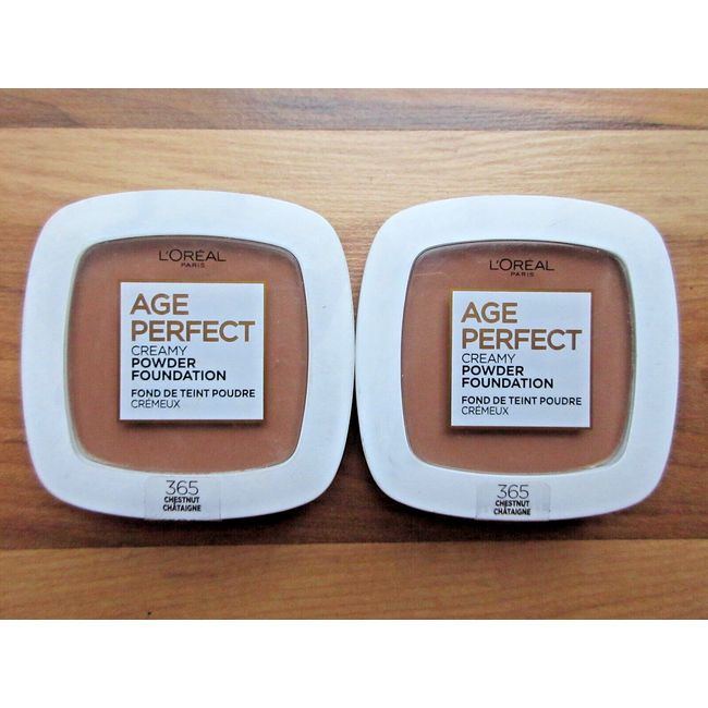 2 NEW L'OREAL AGE PERFECT CREAMY POWDER FOUNDATION IN 365 CHESTNUT