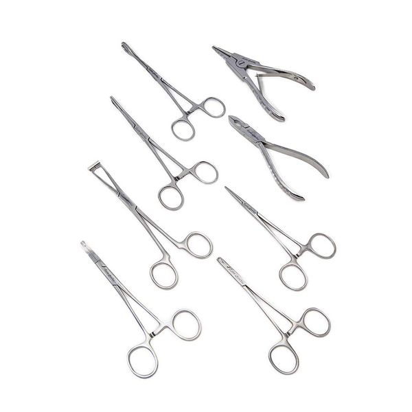 BodyJewelryOnline Dermal Piercing Tool Kit, Microdermal Forceps, Professional Equipments, Hypoallergenic Supplies, Pack Of 8