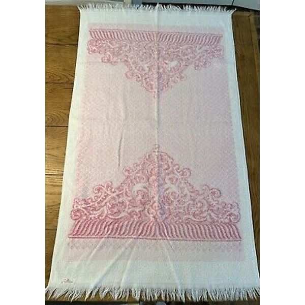 Vintage Cannon Pink Bath Towel fringed made in USA