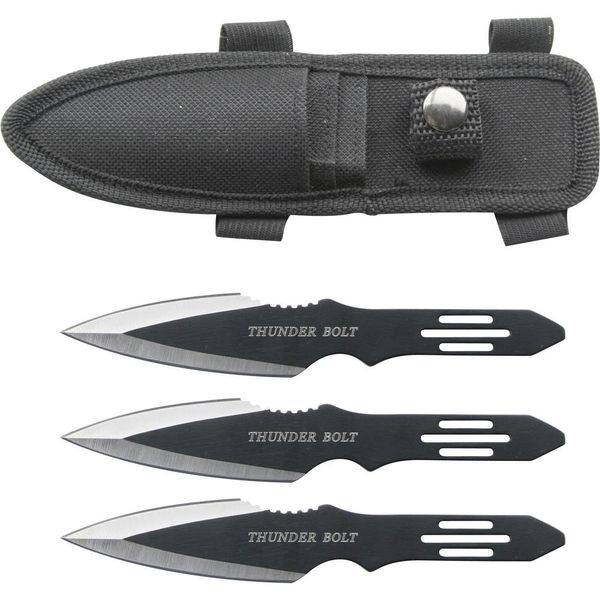 BladesUSA RC-595-3, Throwing Knife Set with Three Knives, Black Blades, Steel Handle, 5-1/2-Inch Overall