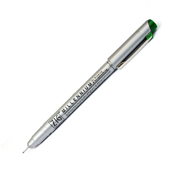 MS05-40 Zig Millennium Fine Line Permanent Marker, Green Ink, 1 Each