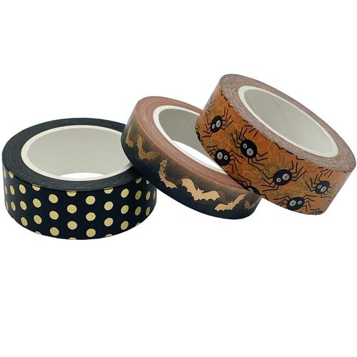 aufodara 3 Rolls Washi Tape Set Sticker Self-Adhesive Decorative Tape Halloween Party Gift DIY Decoration Scrapbooking Tape Length per Roll 10 m (Colour Style B)