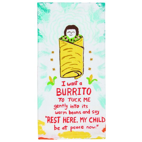 Blue Q Dish Towel, I Want a Burrito, Screen-Printed with Water-Based Inks, 100% Cotton, 28 by 21 Inches (WW338)