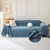 Durable Simple Blue Sofa Cover for Pets Kids Textured Herringbone Chenille Couch