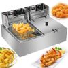 Electric Deep Fryer Dual Tank Stainless Steel Commercial 5000W 12L