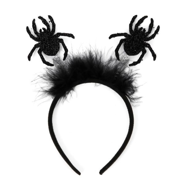 Halloween Spider Headband, 1 Pack Cute Black Spider Hairband for Halloween Cosplay Party Hair Accessories Horror Spider Shape Glitter Hair Hoop Photography props Head Boppers Headdress for Women Men