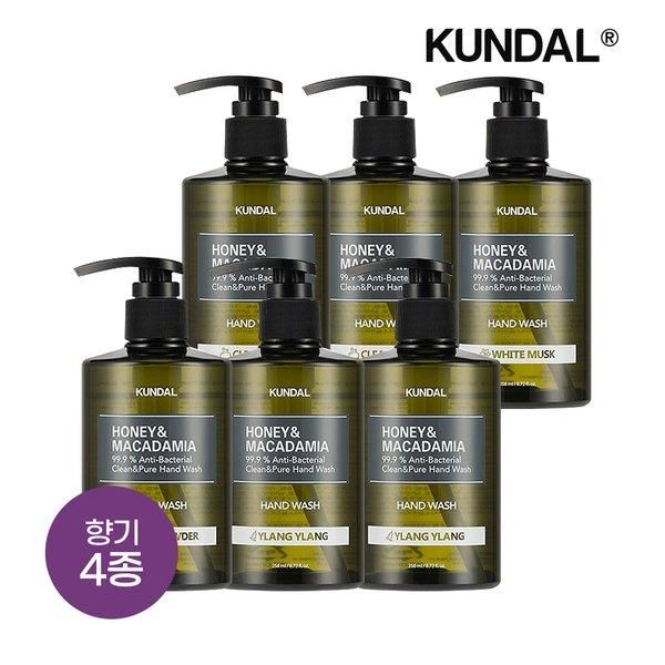 [Kundal] Honey &amp; Macadamia Clean &amp; Pure Hand Wash 258ml x6 (Choose 1 of 4 scents)