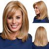 GNIMEGIL Wigs Strawberry Blonde Wig with Bangs Synthetic Hair Full Natural Hairstyle Straight Medium Length Bob Cut Halloween Costume Wigs for Women Cosplay Wig Honey Blond