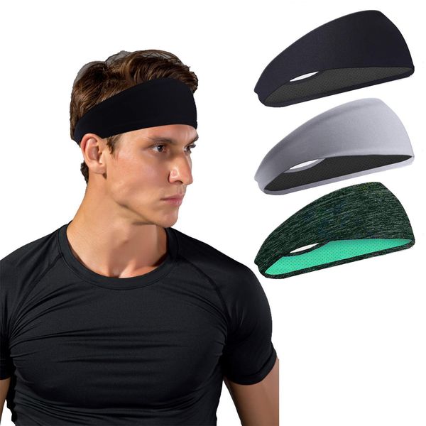 Stirnband Damen Herren Sport,Schweißband und Sport Stirnband Feuchtigkeitstransport Workout Schweißbänder für Laufen, Cross Training, Yoga und Fahrradhelm (3 Stück)