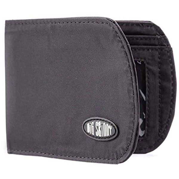 Big Skinny Men's RFID Blocking Curve Bi-Fold Slim Wallet, Holds Up to 20 Cards, Black