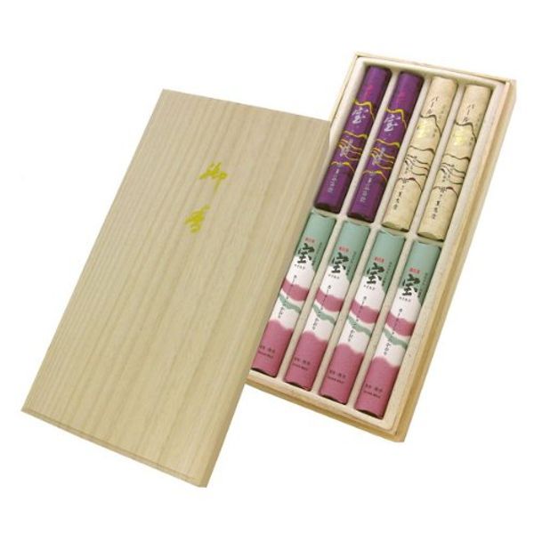 Kaoru Longlasting Hall For Incense Sticks Treasure Wash In Assorted Paulownia Box, 50-Pack Short Equal 8 3-Pack, # 12