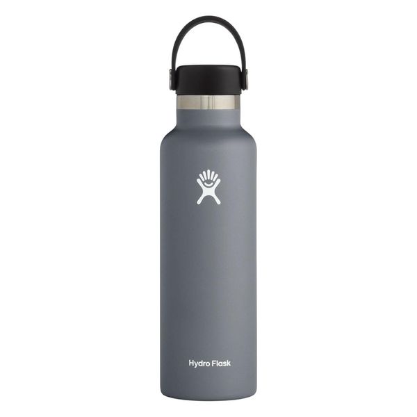 HYDRO FLASK - Trinkflasche 621ml (21oz) - Isolierte Wasserflasche aus Edelstahl - Sportflasche mit auslaufsicherem Flex Deckel & Gurt - Thermoflasche Spülmaschinenfest - Kleine Öffnung - Stone