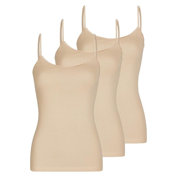 Nina von C Pack of 3 Women's Daily Spaghetti Top Undershirt Cotton, nude