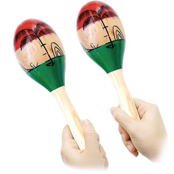 2Pcs Professional Maracas Musical Instruments - Mexican Wood Maracas for Adults Shakers Percussion Instrument for Party Favors - Musical Instruments for Adults for Salsa Rhythm Wooden Maracas for Kids