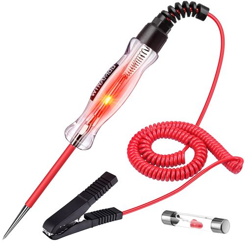 WINAMOO Professional LED Bulb Automotive Circuit Tester, 6-24V Test Light with Large Alligator Clip and 135IN PU Extended Wire, Light Tester Electrical Pen for Vehicle Circuits with Low DC Voltage