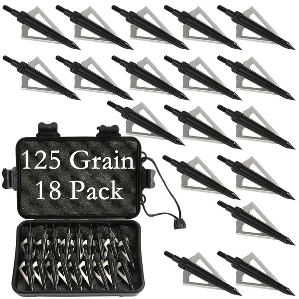 Aiskaer 18 Pack Hunting Broadheads,Arrow Heads Hunting,10 Blades Archery Broadheads Archery Arrows Hunting Points Metal Tips for Compound Bow and Traditional Bow