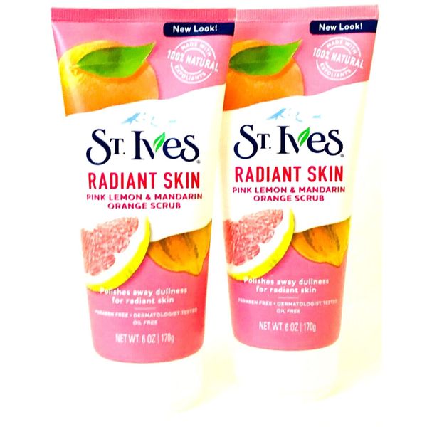 2 Count St Ives 6 Oz Radiant Skin Pink Lemon & Mandarin Orange Oil Free Scrub