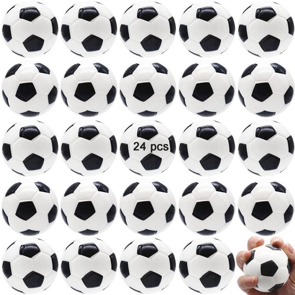 24 Pcs Mini Foam Sports Balls,2.5In Squeezable Stress Soccers,Stress Relief Squeeze Balls for Stress,Anxiety Relief,Kids Party Favor Toy,Fidget Toys,Ball Games