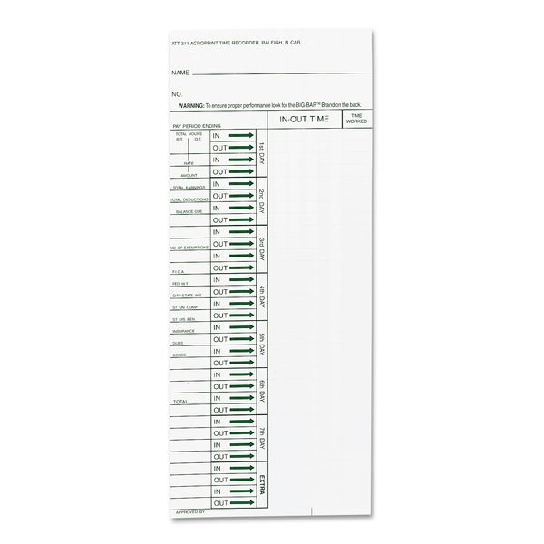 Acroprint Time Recorder Co. Time Cards and Time Clock Accessories (ACP096103080)