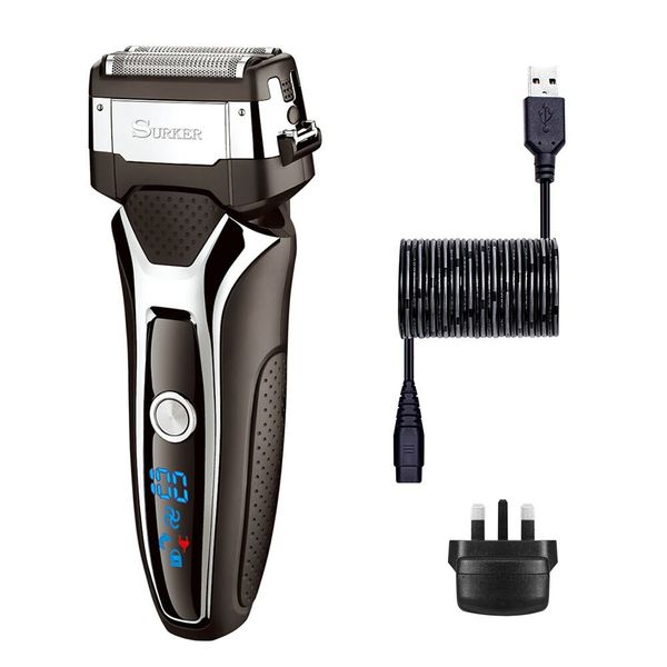 SURKER Men's Electric Foil Shaver Razor For Men With Trimmer Cordless Shaver Wet And Dry LCD Display Moustache/Sideburns Razor Pop-up Hair Trimmer USB Fast Charging