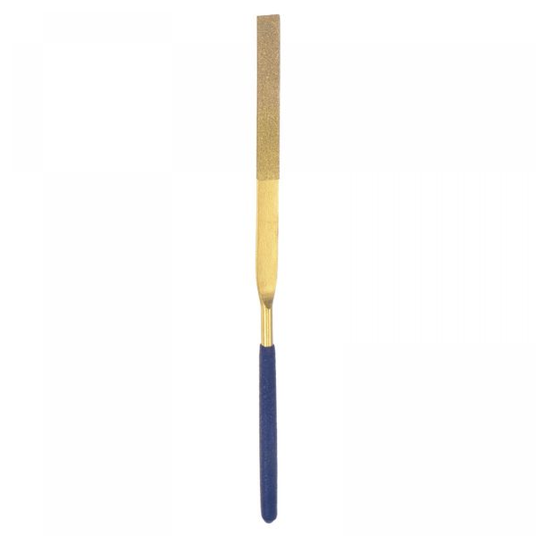 sourcing map Diamond Needle Files, 4mm x 160mm Titanium Coated Flat Files Hand Tool with TPU Handle for Metal Stone Wood