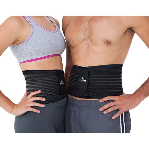 AllyFlex Sports® Back Brace Lower Back Pain Relief - Back Brace for Women and Men Under Clothes Lower Lumbar Support to Improve Posture - M